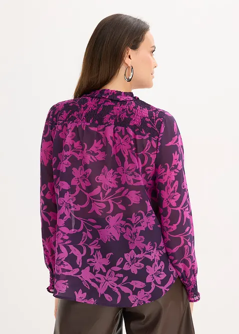 Chiffonbluse med vaflede detaljer, bonprix