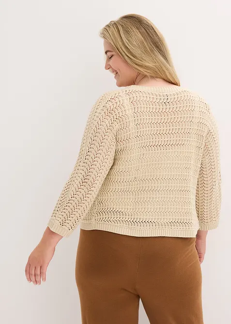 Bolero i heklet look, kortere ermer, bonprix