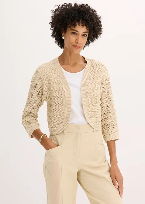 Bolero i heklet look, kortere ermer, bonprix