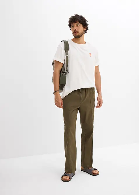 Classic Fit-pull on-bukse i lett bomull, Straight, bonprix