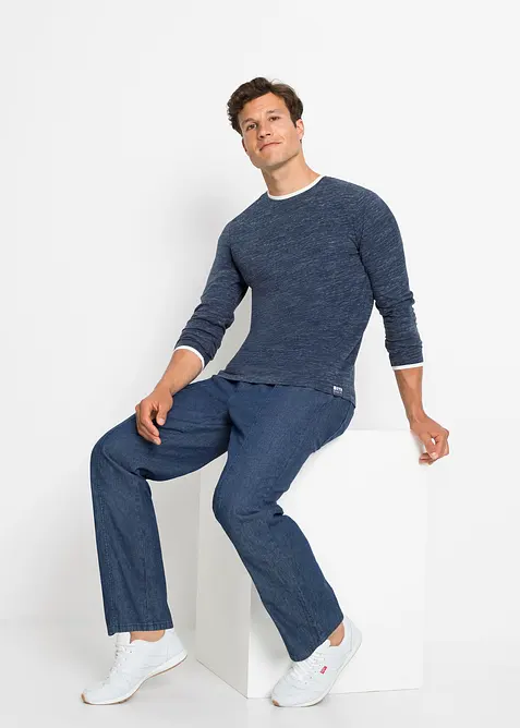 Classic Fit-pull on-bukse i lett bomull, Straight, bonprix