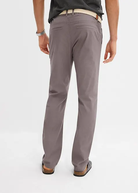 Regular Fit chinos med komfortlinning og belte, Straight, bonprix