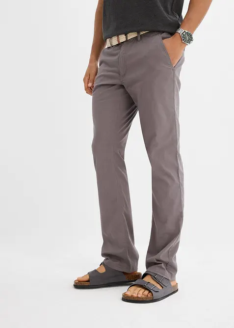 Regular Fit chinos med komfortlinning og belte, Straight, bonprix