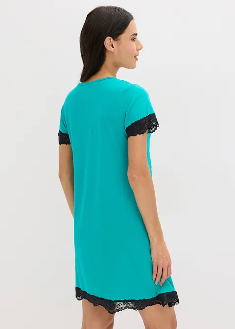 Kort nattkjole med delikate blonder, bonprix