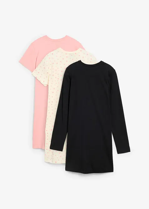 Nattskjorte av 100% økologisk bomull (3-pack), bonprix