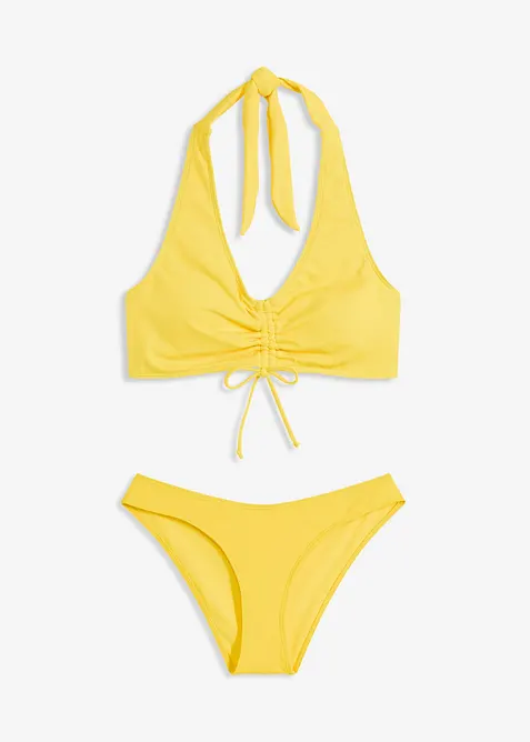 Halterneck-bikini (2-delt sett) med rynking, bonprix