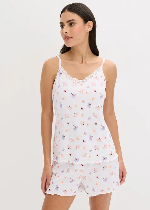 Kort pyjamas i ribbemateriale, bonprix