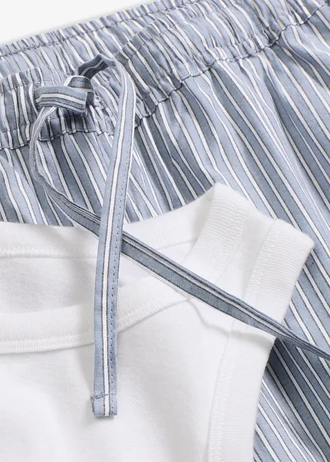 Pyjamas med ribbet topp og vevd bukse, bonprix