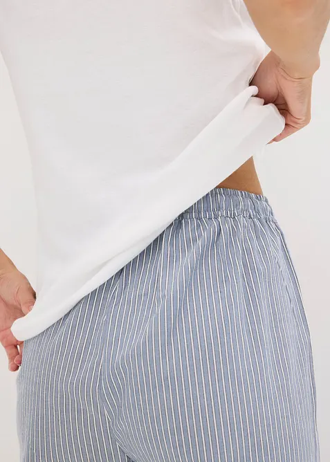 Pyjamas med ribbet topp og vevd bukse, bonprix
