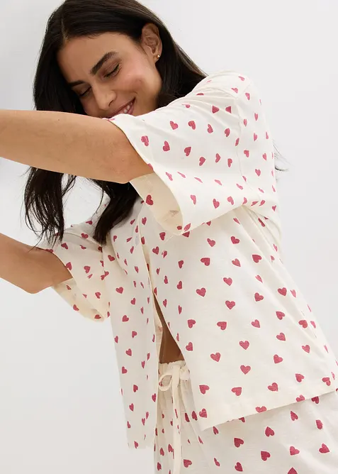 Kort pyjamas av flammegarn, oversized, bonprix