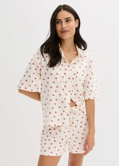 Kort pyjamas av flammegarn, oversized, bonprix
