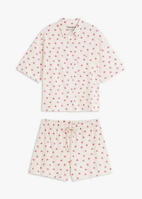 Kort pyjamas av flammegarn, oversized, bonprix