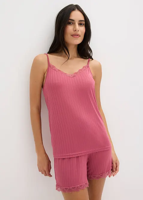 Kort pyjamas i myk pointellejersey, bonprix