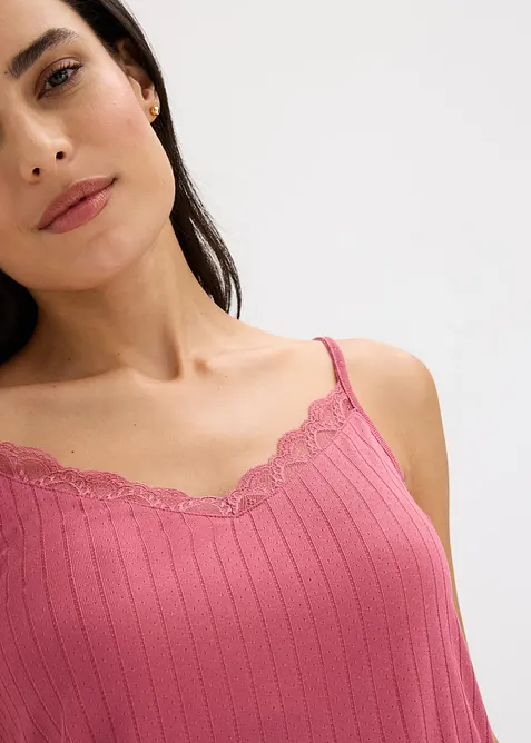 Kort pyjamas i myk pointellejersey, bonprix