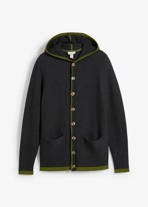 Cardigan i tyrolerjakke-stil med hette, bonprix