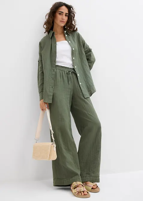 Oversized skjorte i luftig musselin, bonprix