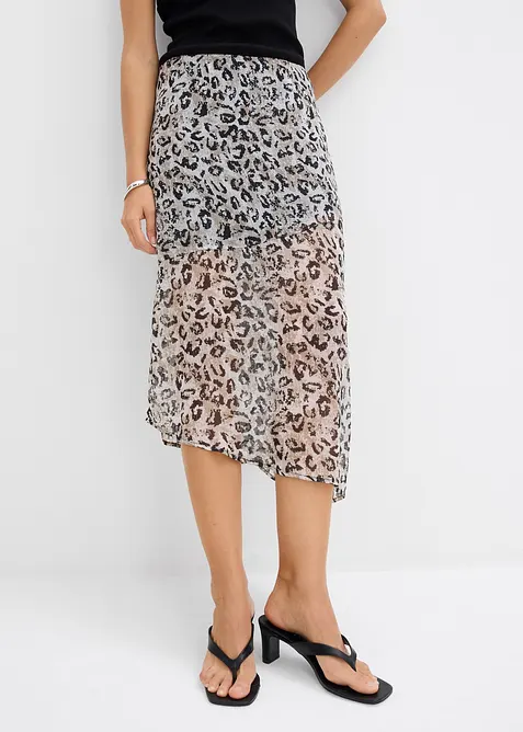 Midiskjørt av fin chiffon, bonprix