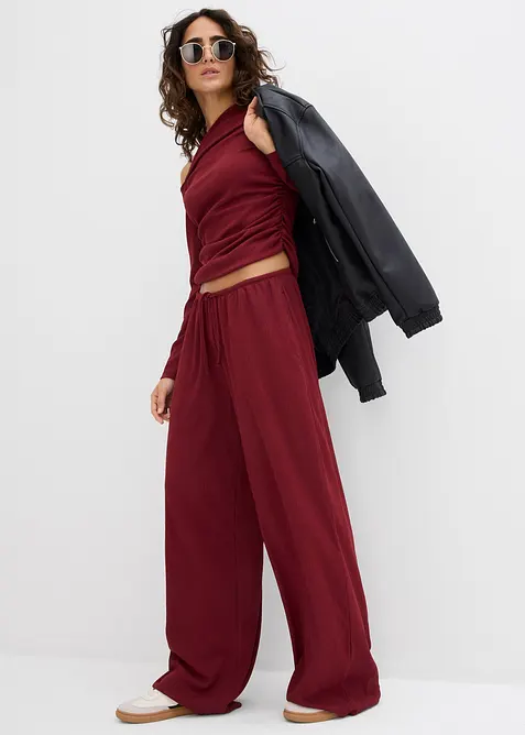 Slip on-bukse av strukturert krepp, bonprix