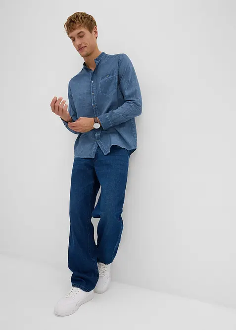 Langermet skjorte i vasket look, bonprix