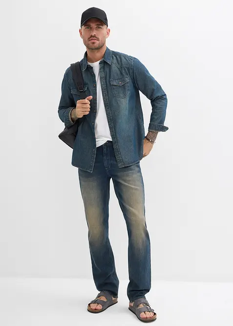 Denimskjorte i 100% bomull, bonprix