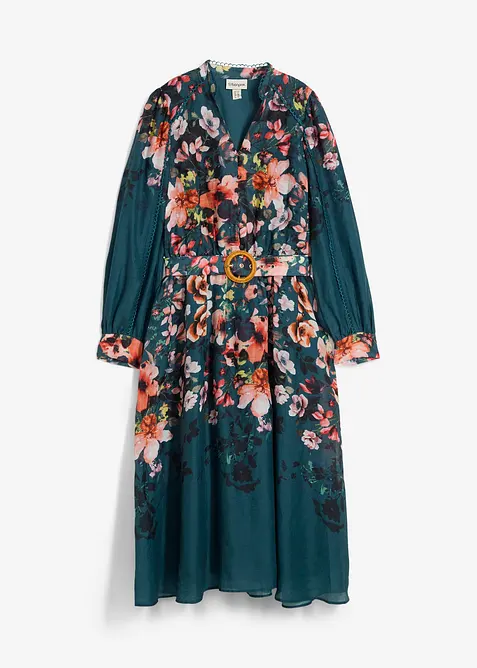 Midikjole i rami (2-delt sett med belte), bonprix