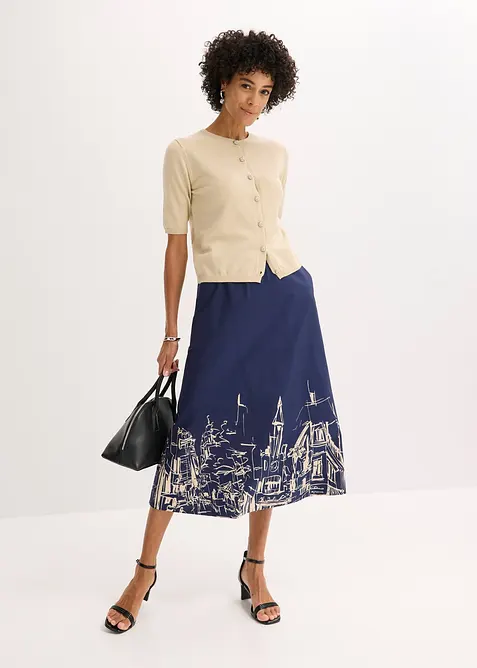 Midiskjørt i 100% økologisk bomull, bonprix