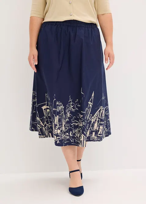 Midiskjørt i 100% økologisk bomull, bonprix