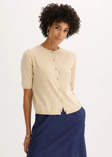 Finstrikket cardigan i lett viskosemiks, bonprix