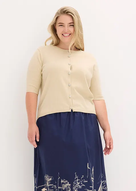 Finstrikket cardigan i lett viskosemiks, bonprix