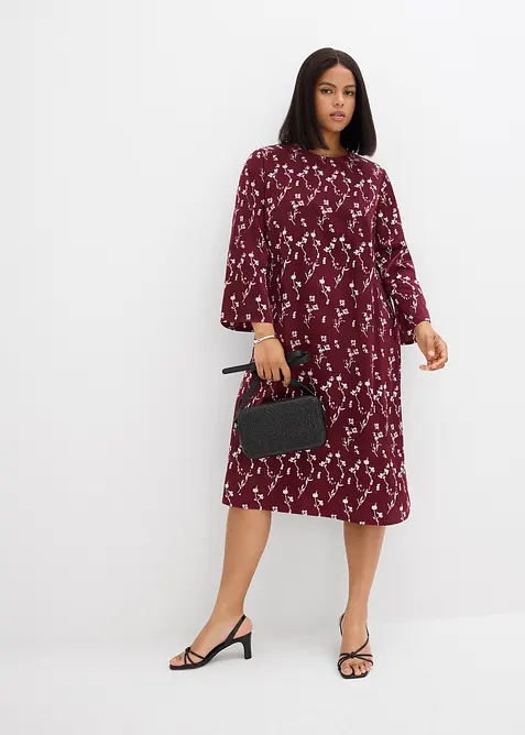 Blomstrete midikjole av 100% viskose, bonprix