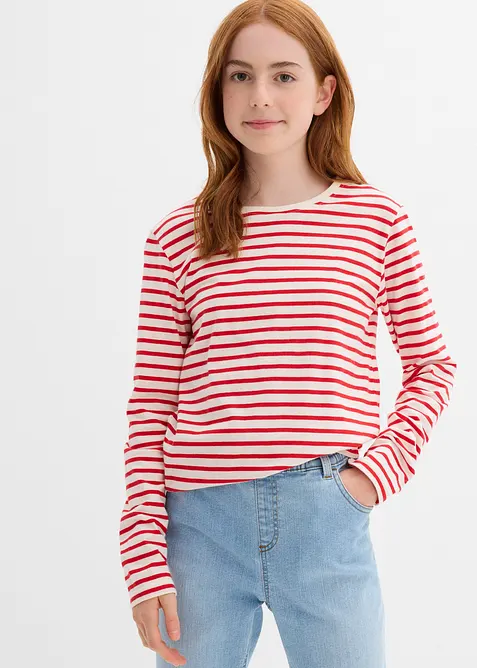 Langermet topp i ren økologisk bomull (3-pack), bonprix