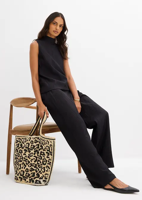 Lang topp i viskosemiks med struktur, bonprix