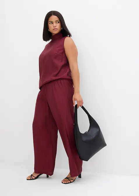 Dra p&aring;-bukse i viskosemiks med struktur, bonprix