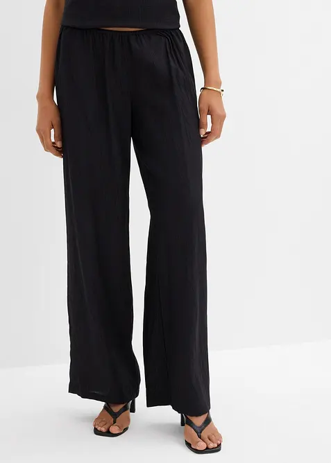 Dra p&aring;-bukse i viskosemiks med struktur, bonprix