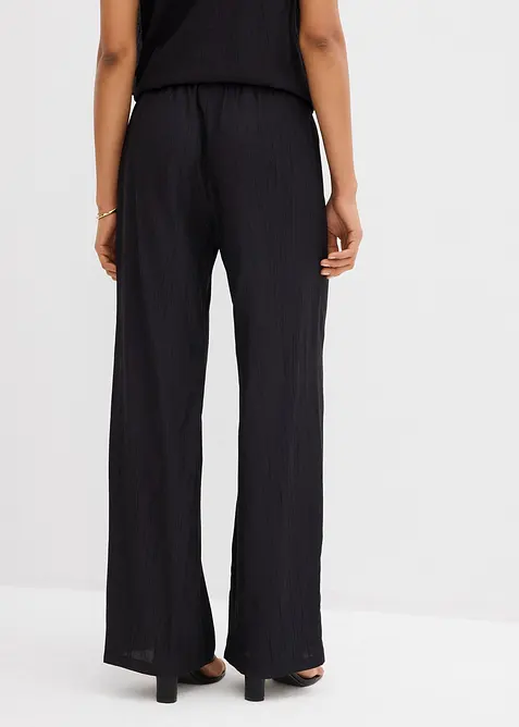 Dra p&aring;-bukse i viskosemiks med struktur, bonprix