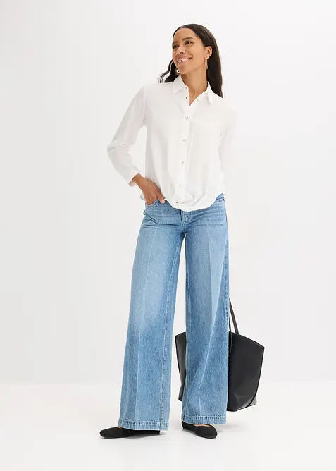 Skjorte i strukturmateriale med twist ved falden, bonprix