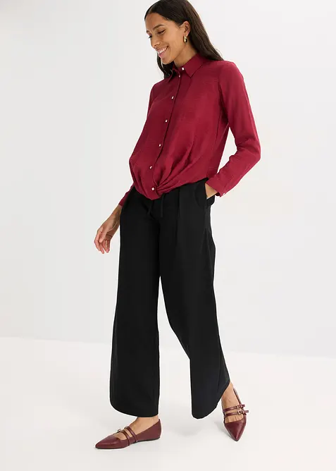 Skjorte i strukturmateriale med twist ved falden, bonprix