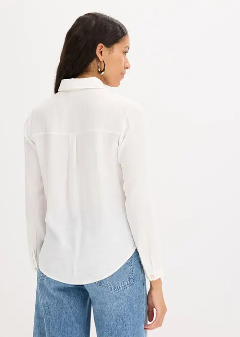 Skjorte i strukturmateriale med twist ved falden, bonprix