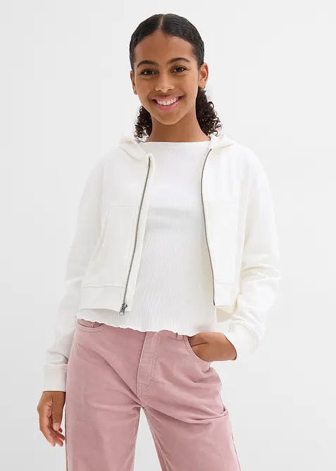 Sweatjakke med hette av 100% økologisk bomull, bonprix