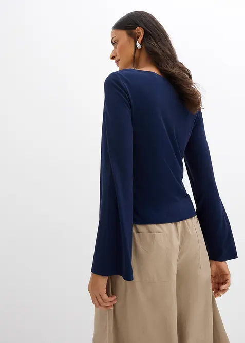 Langermet topp i ribbemateriale, bonprix