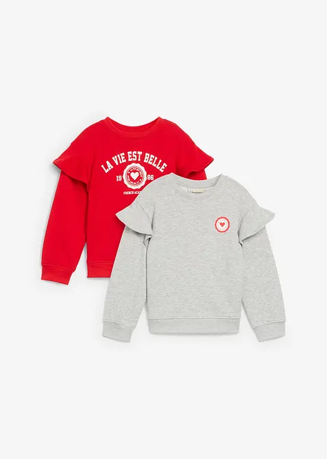 Sweatshirt av myk økologisk bomull (2-pack), bonprix