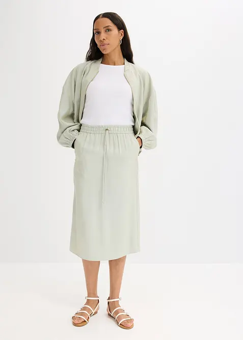 Midiskjørt i glinsende sateng, bonprix