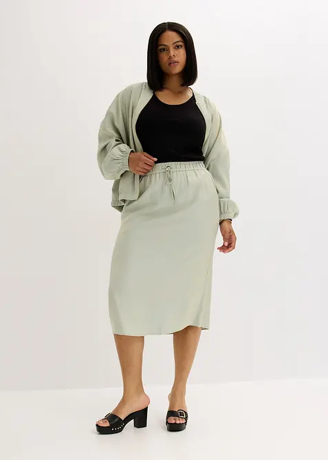 Midiskjørt i glinsende sateng, bonprix