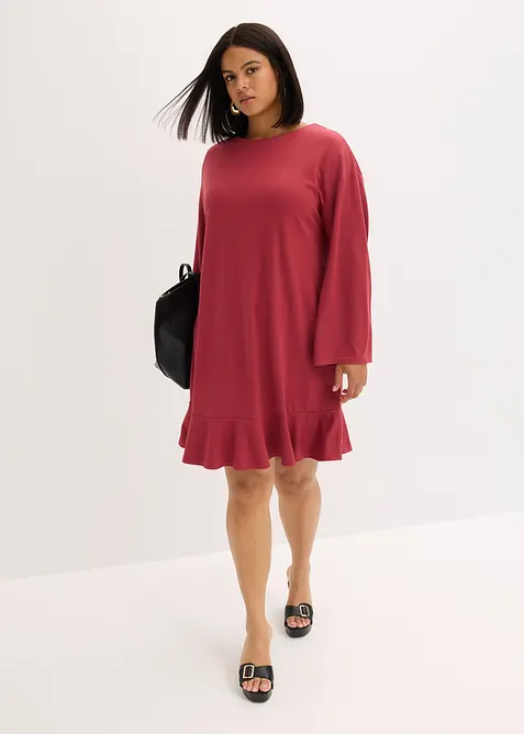 Kort kjole med volang av Punto di Roma-materiale, bonprix