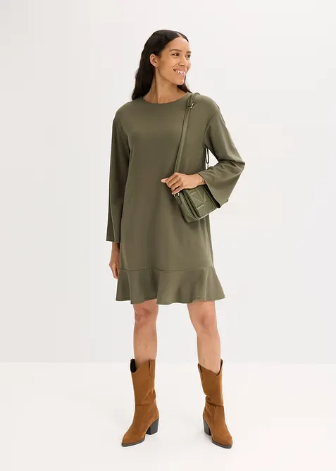 Kort kjole med volang av Punto di Roma-materiale, bonprix