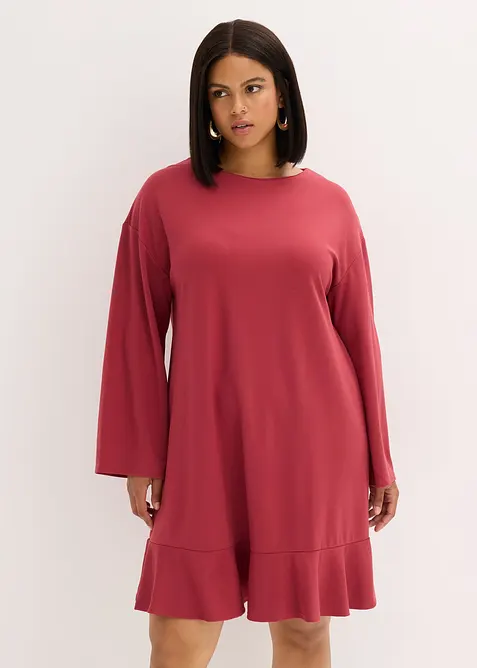 Kort kjole med volang av Punto di Roma-materiale, bonprix