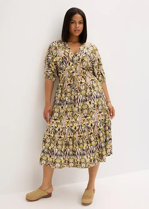 Midikjole i lett viskose, bonprix