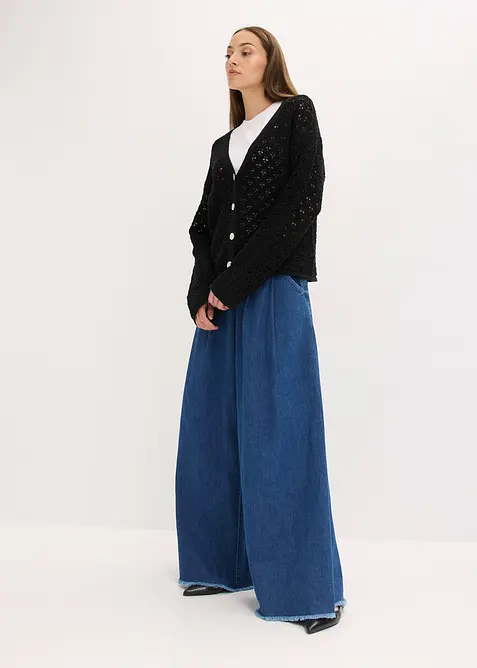 Strikkejakke med hullm&oslash;nster, bonprix