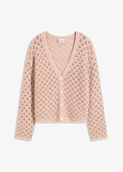 Strikkejakke med hullmønster, bonprix
