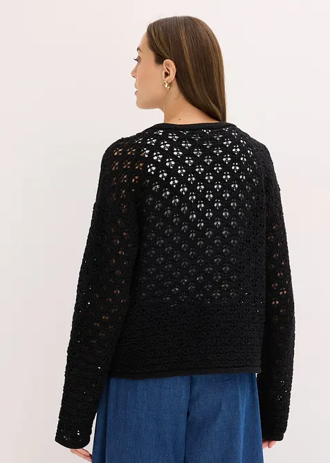 Strikkejakke med hullm&oslash;nster, bonprix